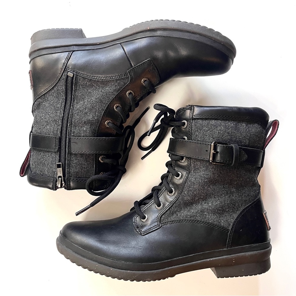 UGG Kesey Women’s Black Combat Rounded Toe Lace-Up Winter Boots